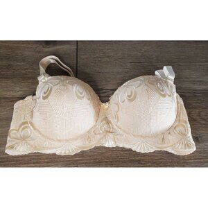 Donna‎ L'oren Peach Embroidered Push Up Bra Size 34C
